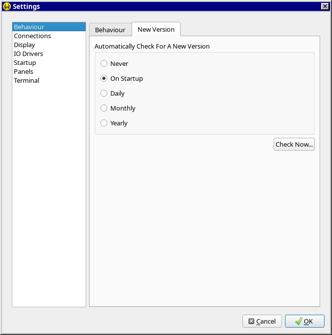 Version Check dialog